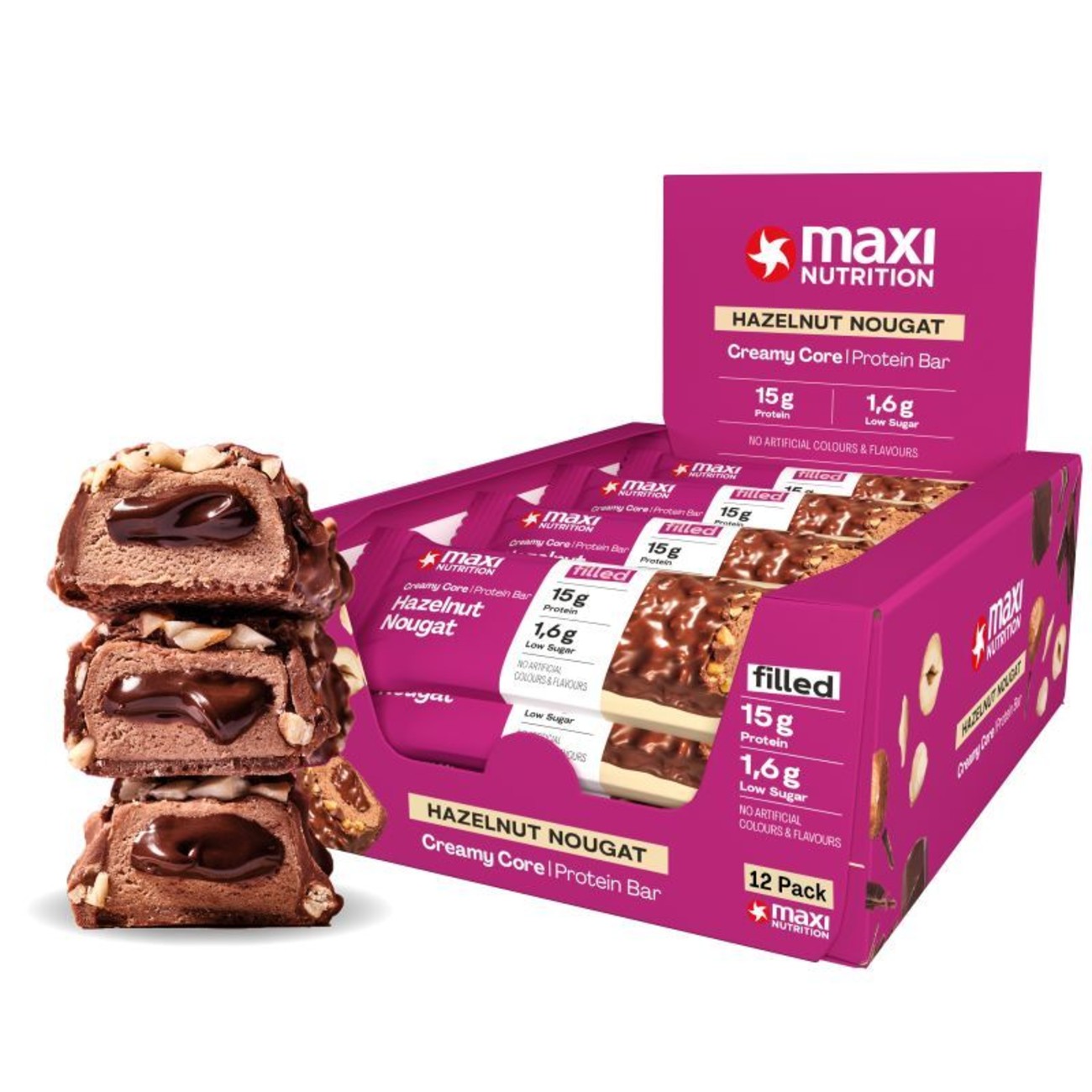 Maxi Nutrition Creamy Core Protein Bar Hazelnut Nougat (12 x 45 gr)